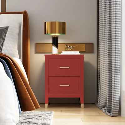 The Range Palazzi 2 Drawer Bedside Table - Red