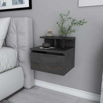 The Range Aleph 35 cm Tall Modern Nightstand with a Cabinet - Wenge Pattern