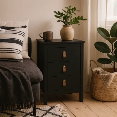 The Range Wildberry 3 Drawer Matt Bedside Table - Black