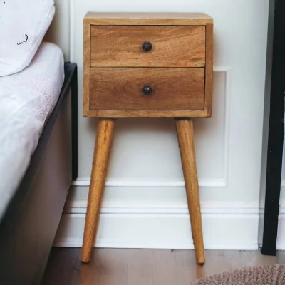 The Range Solid Wood Mini 2 Drawer Bedside - Brown