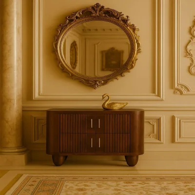 The Range Solid Wood Marlowe Fluted Nightstand - Brown