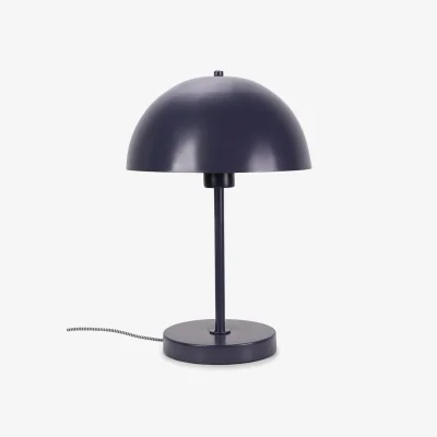 The Range Single Stem Bedside Table Lamp with Dome Lampshade with LED Bulb - Navy Blue