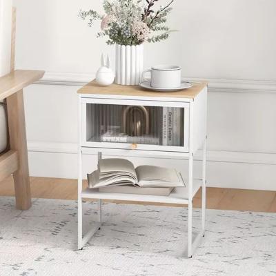 The Range White Nightstand with Flip Up Door - White