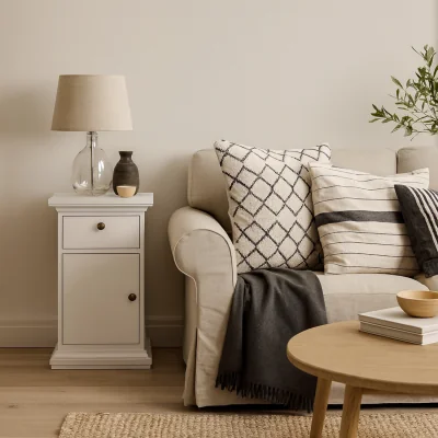 The Range Osaka Farmhouse Wooden Bedside Table 1 Door 1 Drawer - White