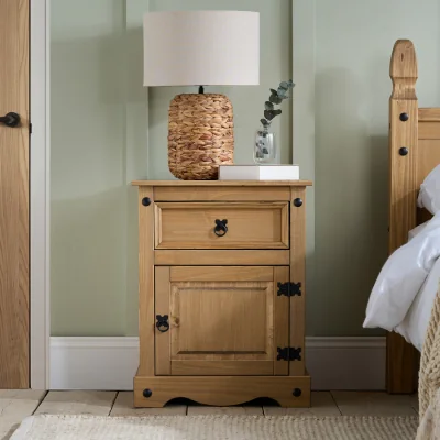 The Range Corona Large 1 Door 1 Drawer Bedside - Pine