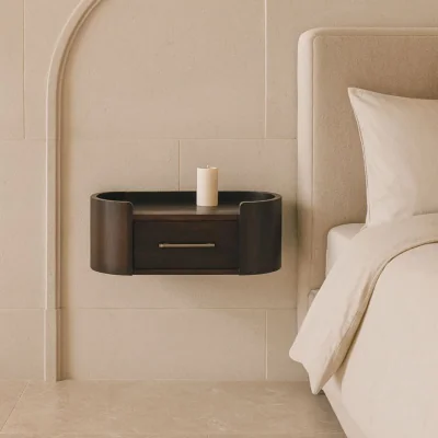 The Range Solid Wood Valencia Wall-Mounted Bedside - Brown