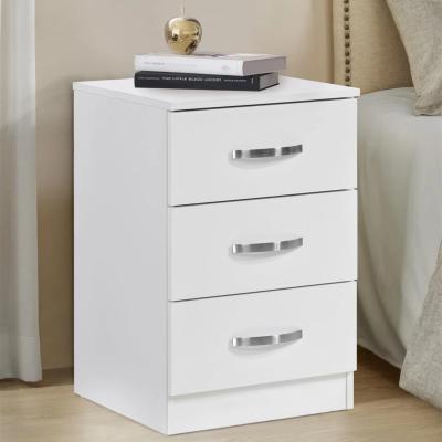 The Range Paddington 3 Drawer Bedside Table - White with Chrome Handles