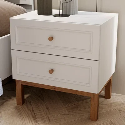 The Range Wensley 2 Drawer Bedside Chest in Light Grey and Oak - Light Grey & Oak