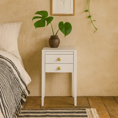 The Range Bilbo Woodgrain 2 Drawer Bedside Table - White