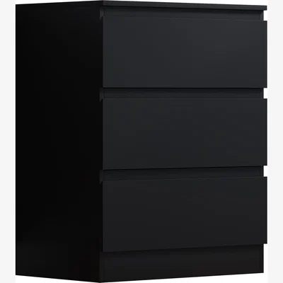 The Range 3 Drawer Chest Of Drawers Bedside Table Soft Closing - Black