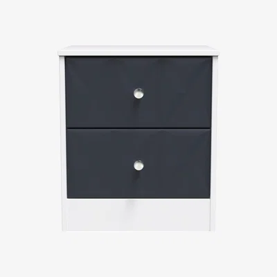 The Range San Jose Fully Assembled 2 Drawer Bedside Cabinet - Indigo Matt & White