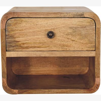 The Range Retro Handmade Mini Oak-Ish Wall Mounted Bedside With Open Slot - Brown