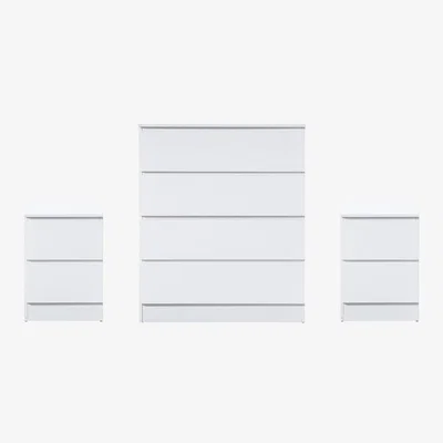The Range 3 Piece Furniture Set Chest of Drawers Bedside Tables Birlea Oslo - White