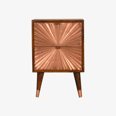 The Range Manila Copper Wood Bedside Table - Orange