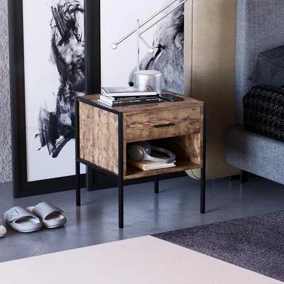 The Range Brooklyn 1 Drawer Bedside Cabinet - Dark Wood