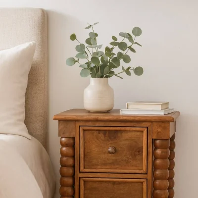 The Range Solid Wood Barley Twist 2-Drawer Bedside - Brown