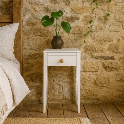 The Range Moscow Wood Grain 1 Drawer Bedside Table Matt Finish - White