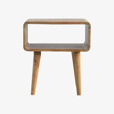 The Range Circular Open Slot Mango Wood Bedside Table - Orange