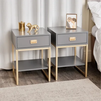 The Range Pack of 2 Bedside Tables - Slate Grey