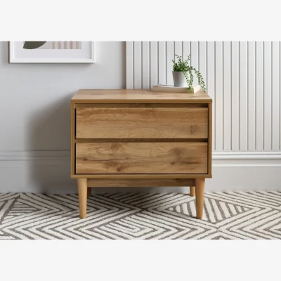 The Range Nordic Oak Finish Two Drawer Bedside - light-oak