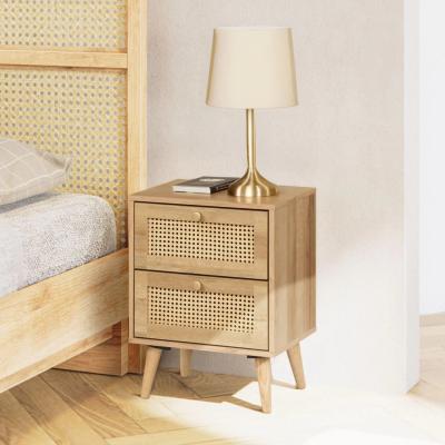 The Range Manila Rattan 2 Drawer Bedside Table - Oak