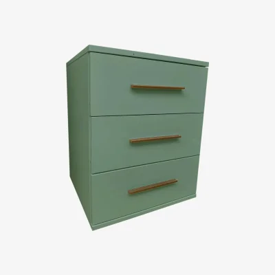 The Range Swindon Dark Green 3 Drawer Bedside Cabinet - Green