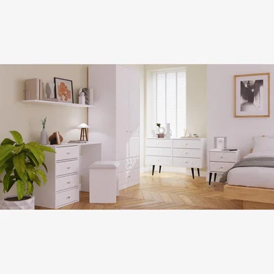 The Range Pixel Ready Assembled 2 Drawer Bedside Cabinet - White Matt