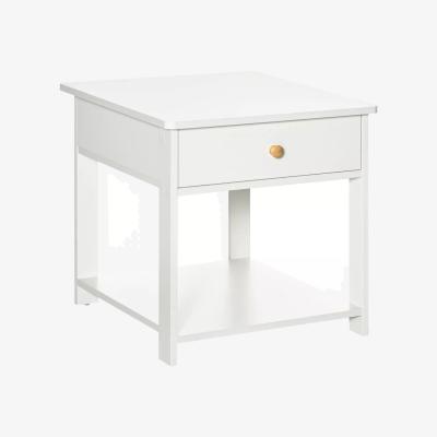 The Range Wooden Bedside Table With Drawer and Bottom Shelf - White / 50cm