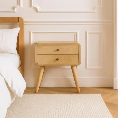 The Range Curved Solid Wood Bedside Table