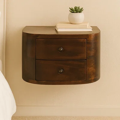 The Range Solid Wood Lunar 2 Drawer Floating Bedside - Chestnut