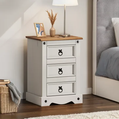 The Range Corona White Bedside Cabinet Medium Solid Wood Mexican Pine - White