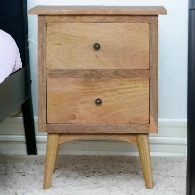 The Range Solid Wood Nordic Style Bedside with 2 Drawers - Oak-ish