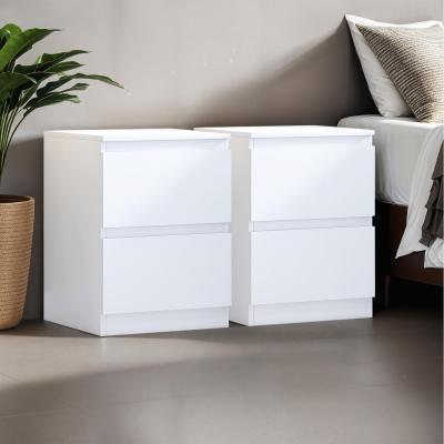 The Range Set of 2 Bedsides Modern Handless Bedroom Furniture Matt White  - Matt White
