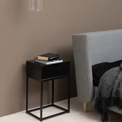 The Range Mitra 1 Drawer Bedside Table - Black