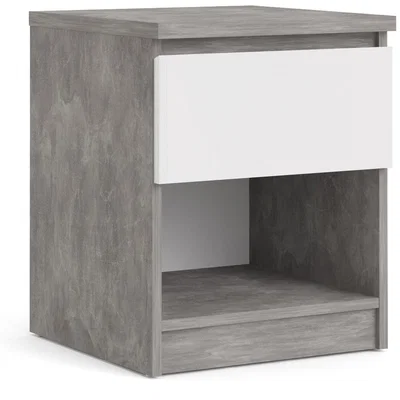 The Range Columbia Bedside With 1 Drawer - Concrete/White