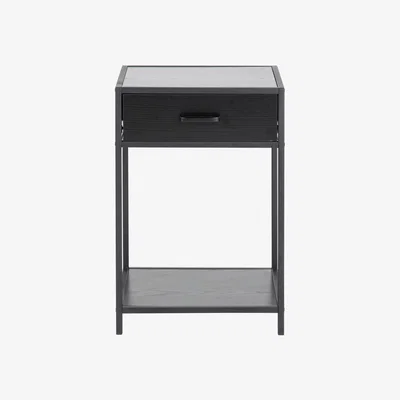 The Range Seaford Bedside Table with 1 Drawer in Black - Black