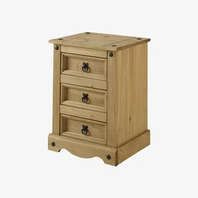 The Range Corona Medium 3 Drawer Bedside Cabinet - Brown