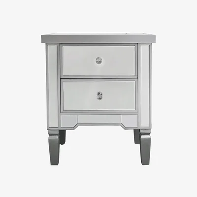 The Range 2 Drawer Mirrored Bedside Cabinet - Silver