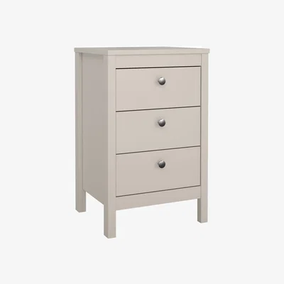 The Range Barcelona Bedside Table 3 Drawers in White - Cashmere