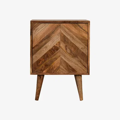 The Range Scandinavian Style Mango Wood Bedside Storage Cabinet With Door - Brown