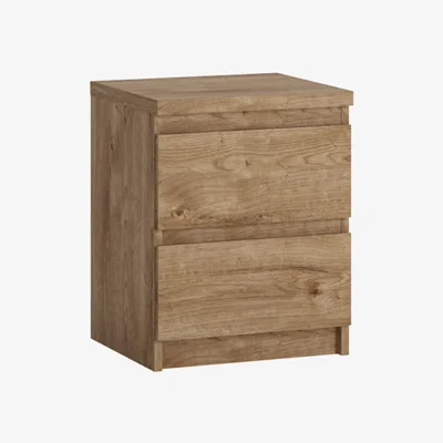 The Range Fribo Bedside Cabinet 2 Drawer in Golden Ribbeck Oak - Golden Ribbeck Oak