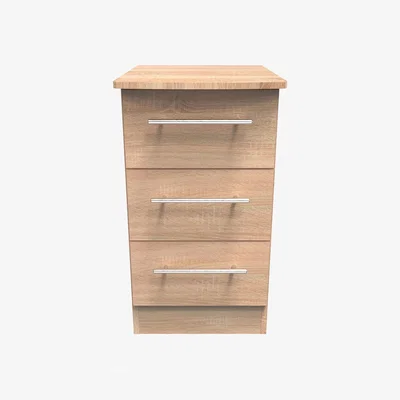 The Range Sherwood Ready Assembled 3 Drawer Bedside Cabinet - Bardolino Oak