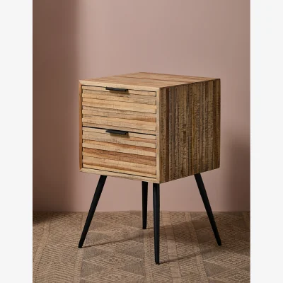 Rose & Grey Retro 2 Drawer Bedside Table