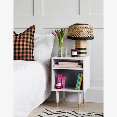 Rose & Grey White Open Design Bedside Table