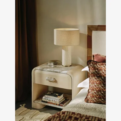 Soho Home Adria Bedside Table, Terra Bianca Marble