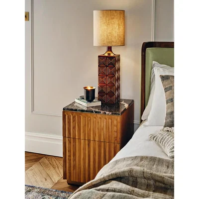 Soho Home Arches Bedside Table, Medium Oak and Dark Marble