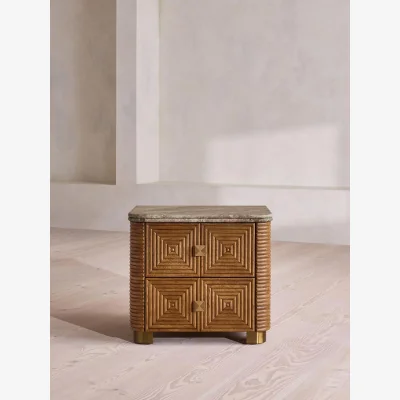 Soho Home Kingsley Bedside Table, Large, Grey Emperador Marble