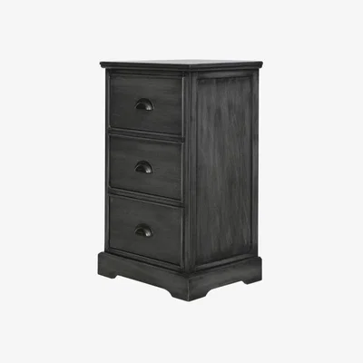 Teddy Beau Deco Home Arabella Grey Wood 3 Drawer Bedside Cabinet