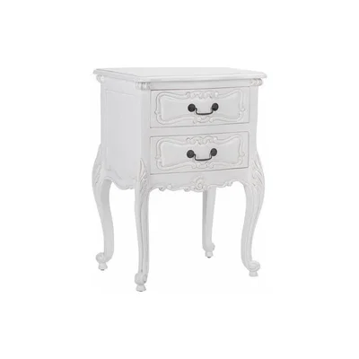 Teddy Beau Maison Reproductions Rococo Carved Bedside Cabinet / White