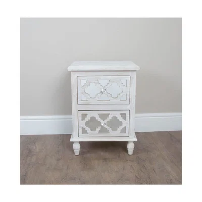Teddy Beau Deco Home Hampton Mirrored 2 Drawer Bedside Cabinet